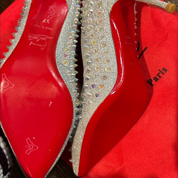 SPIKE STILETTO liver glitter pumps RED SOLE - Picture 4 of 4